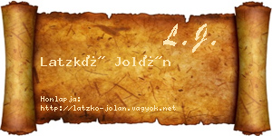 Latzkó Jolán névjegykártya